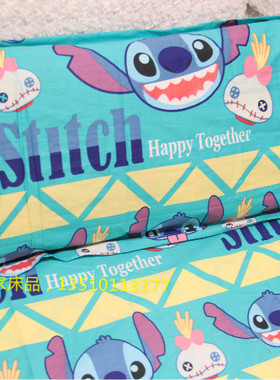 全棉卡通双人枕套长枕套史迪仔史迪奇星际宝贝stich黄绿色 可订做