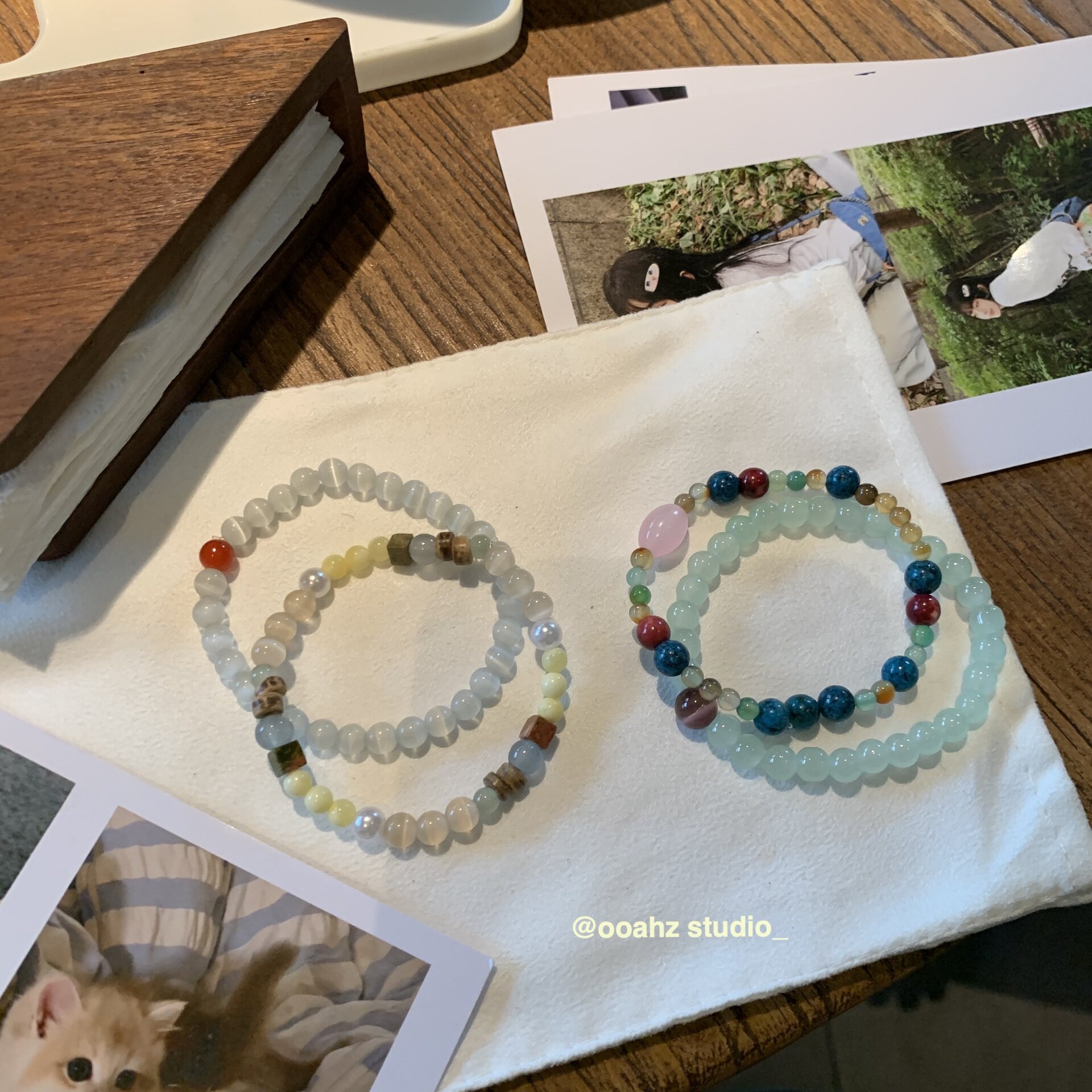 尽染春晓~猫眼石冰透手工串珠手链!小众设计冷淡风新中式闺蜜手串