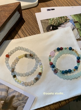 尽染春晓~猫眼石冰透手工串珠手链!小众设计冷淡风新中式闺蜜手串