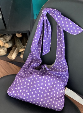 郊游好心情~小众设计感法式紫色碎花包 韩国单肩包ins斜挎包布袋