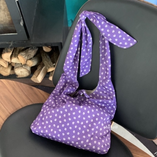 韩国单肩包ins斜挎包布袋 紫色碎花包 郊游好心情 小众设计感法式