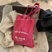 ins薄款 法式 坯布袋女帆布包包 韩国垂感百搭字母单肩包 邂逅巴黎