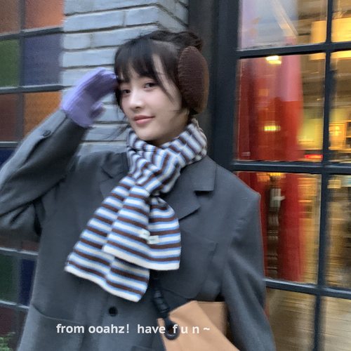 唤醒沉闷～仿羊绒条纹针织围巾