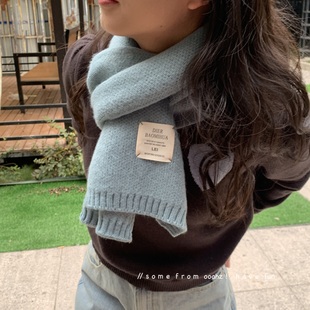 韩剧番外 ooahz自制少见色软糯围巾秋冬百搭纯色ins毛线针织围脖