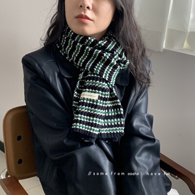 仿羊绒条纹针织围巾秋冬季高级感