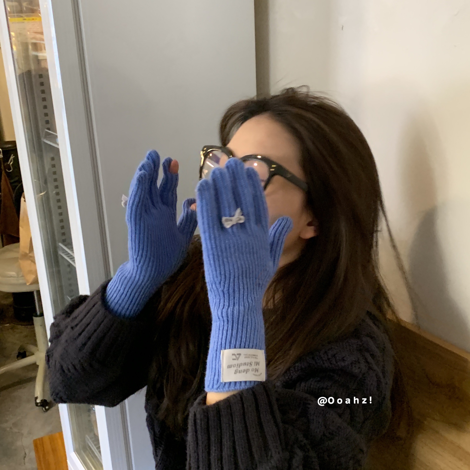 0a新款韩版ins风纯色毛线手套