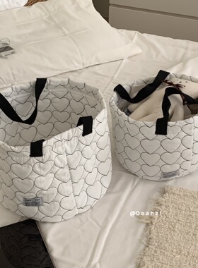 黑色爱心组合~韩国ins多功能手提包大容量零食玩偶脏衣尿布收纳袋