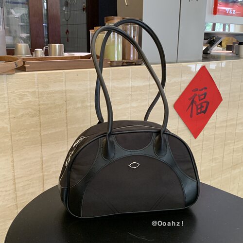 菱形金属~保龄球包手提单肩包 大容量腋下包y2k女孩长肩带腋下包