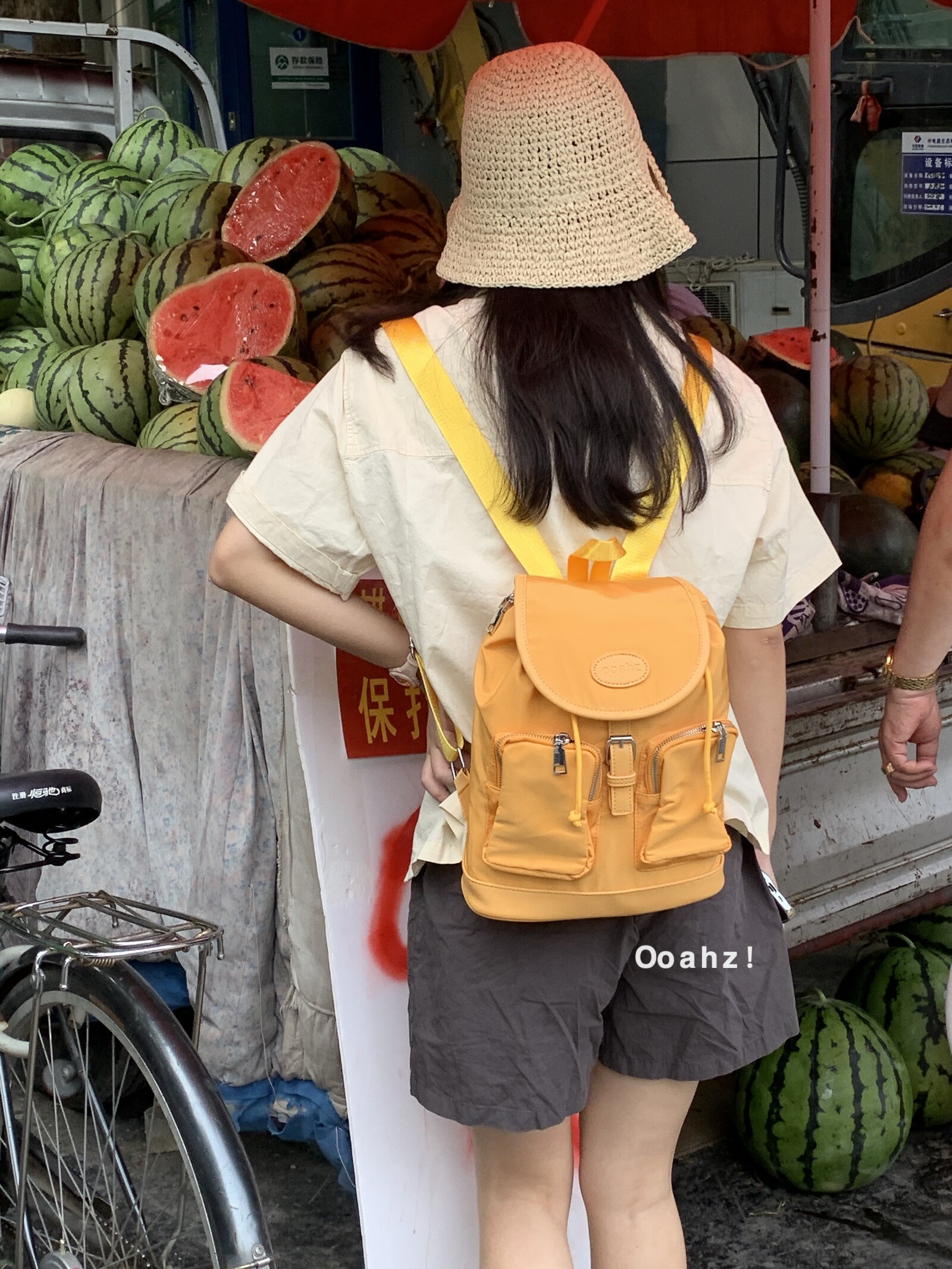高性价比！桔子黄~ooahz自制牛津布双肩包大容量尼龙单肩背包男女