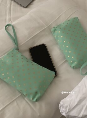 耐脏的波点手机包~外出手提化妆包 钥匙收纳手拎便携式买菜零钱包