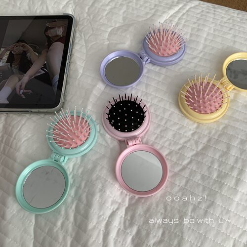 ooahz折叠梳子镜子马卡龙色系
