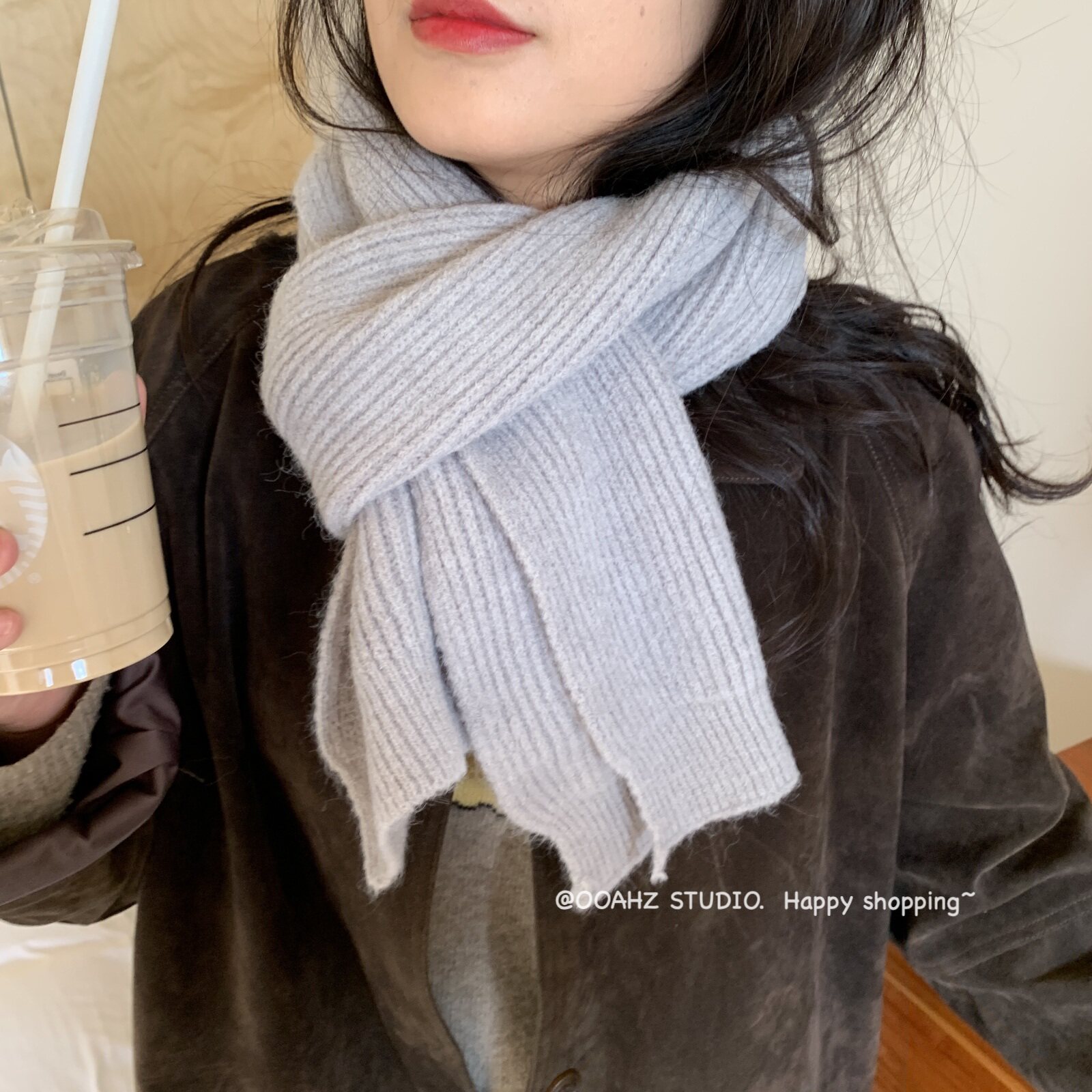 毛线针织围巾韩国保暖厚款男女