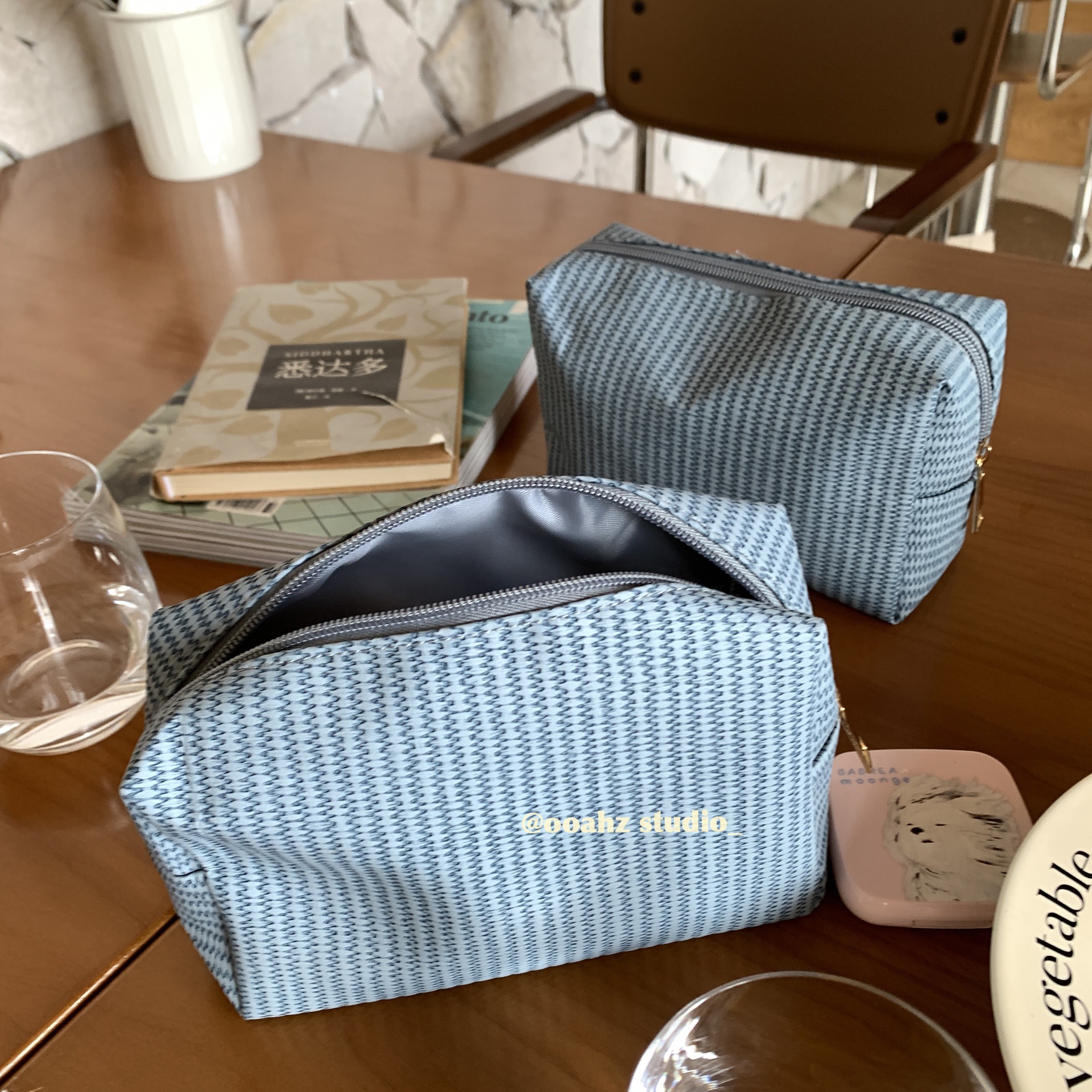 摩洛哥~PVC编织纹八角化妆包 便携防水大容量收纳包护肤品洗漱包