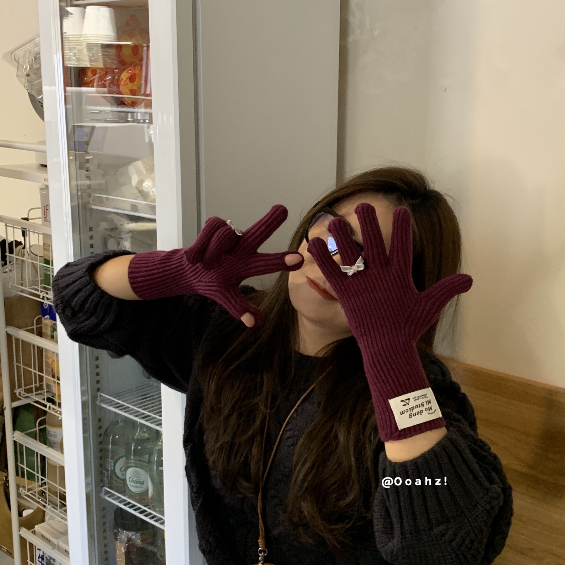 韩国ins风分指毛线针织手套