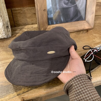 日剧女配~简约气质复古皱褶八角帽 云朵贝雷帽小众百搭报童帽子女