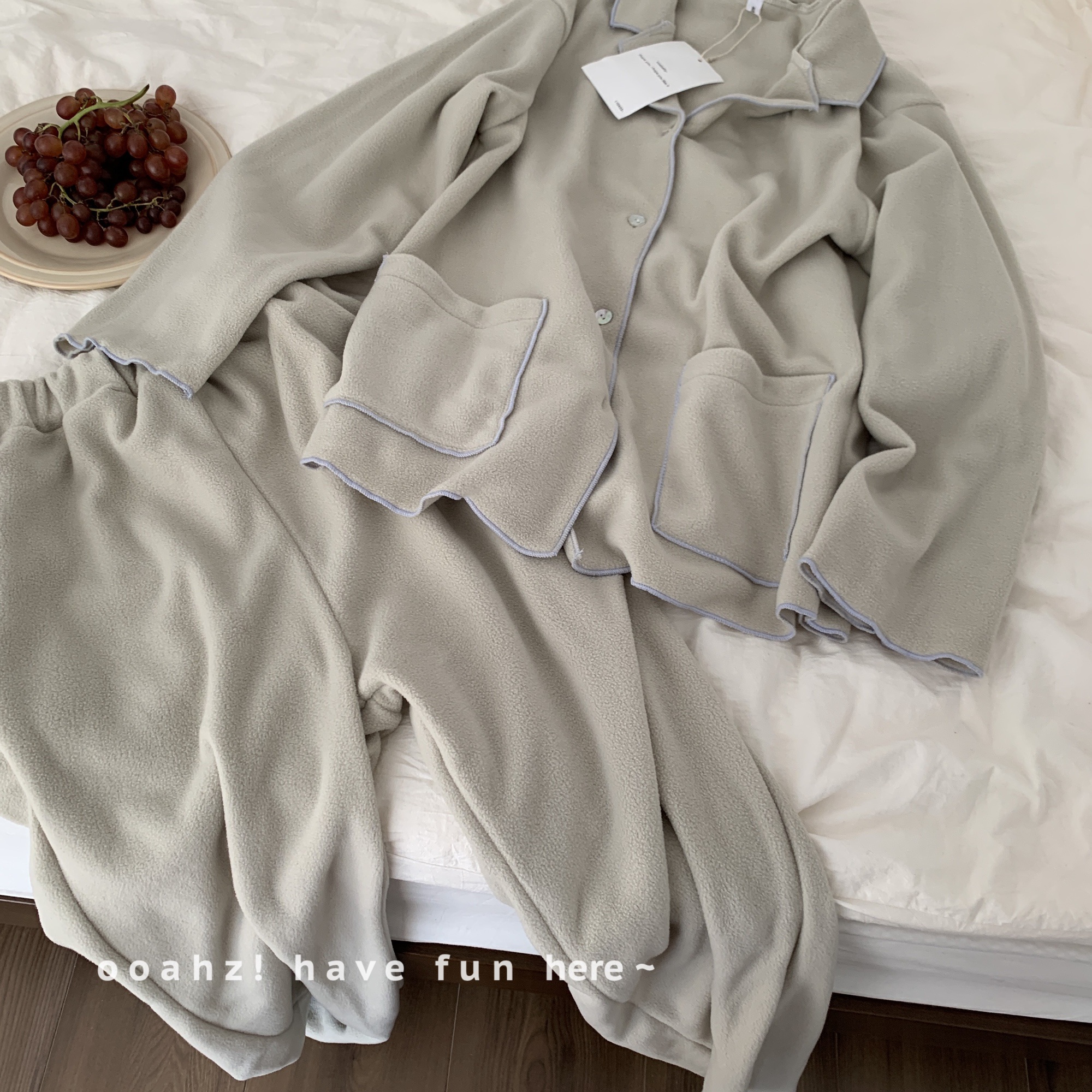 澳粒绒日系慵懒长袖长裤家居服