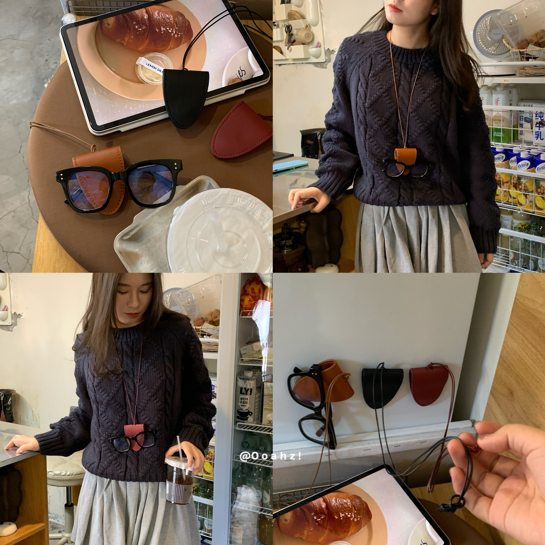 穿搭小tips~挂脖眼镜包PU悬挂钥匙包零钱包皮质耳机包ins项链包包