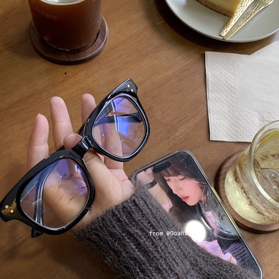 网里网气~吼显脸小 黑框眼镜防蓝光百搭显瘦方框平光镜复古眼镜架