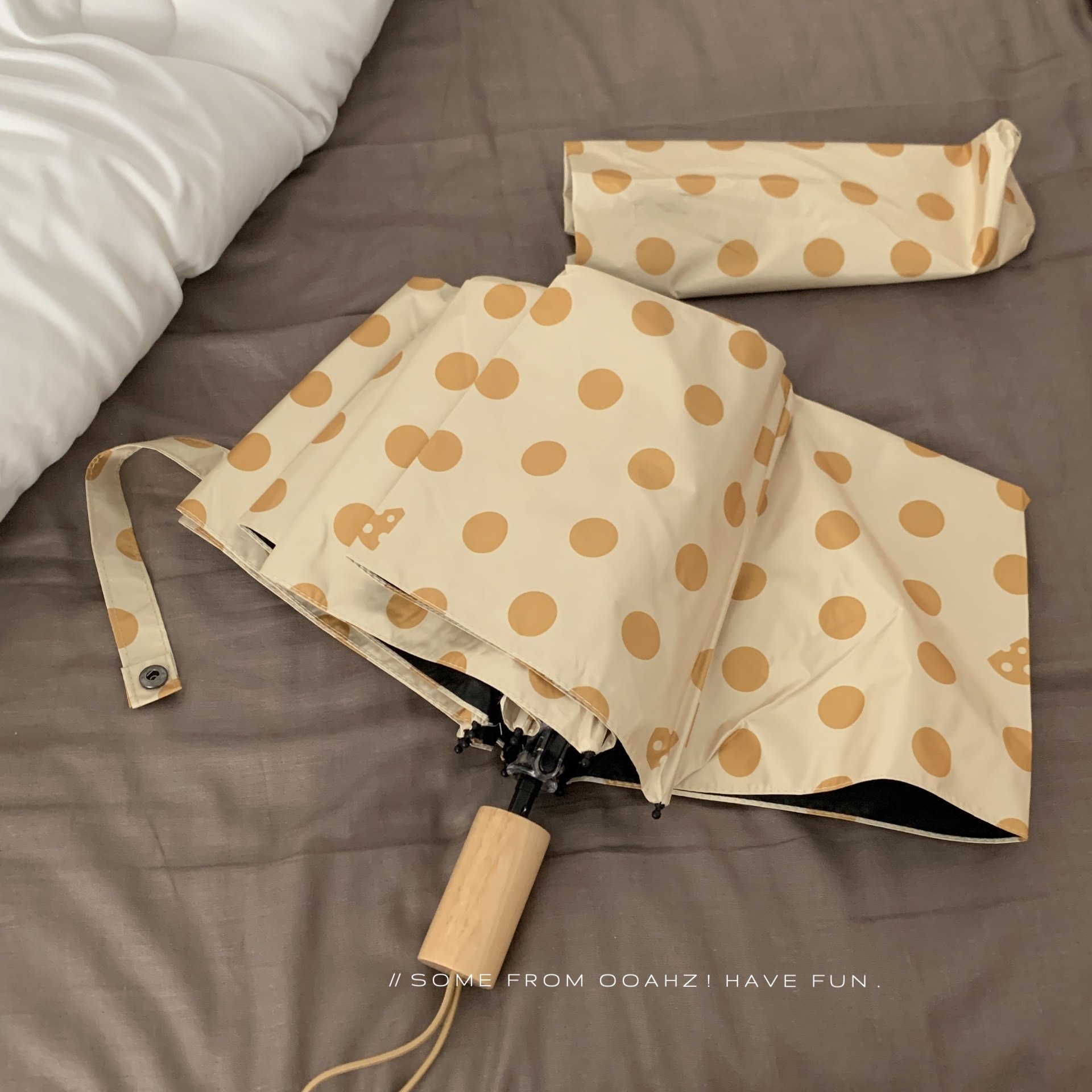 奶酪起司｜ooahz自制 【黄油波点】高防晒晴雨两用伞遮阳黑胶雨伞