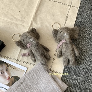 三栖派对~韩国羊毛毡包挂件 可爱鲸鱼企鹅兔子钥匙扣动物玩偶配饰