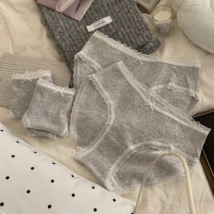 "私家小宠"全裤7A少女芭蕾风蕾丝中腰内裤包臀亲肤透气纯棉三角裤