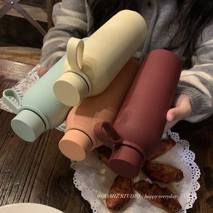 磨砂橡胶漆 户外运动车载便携水壶 500ml手提不锈钢小口瓶保温杯