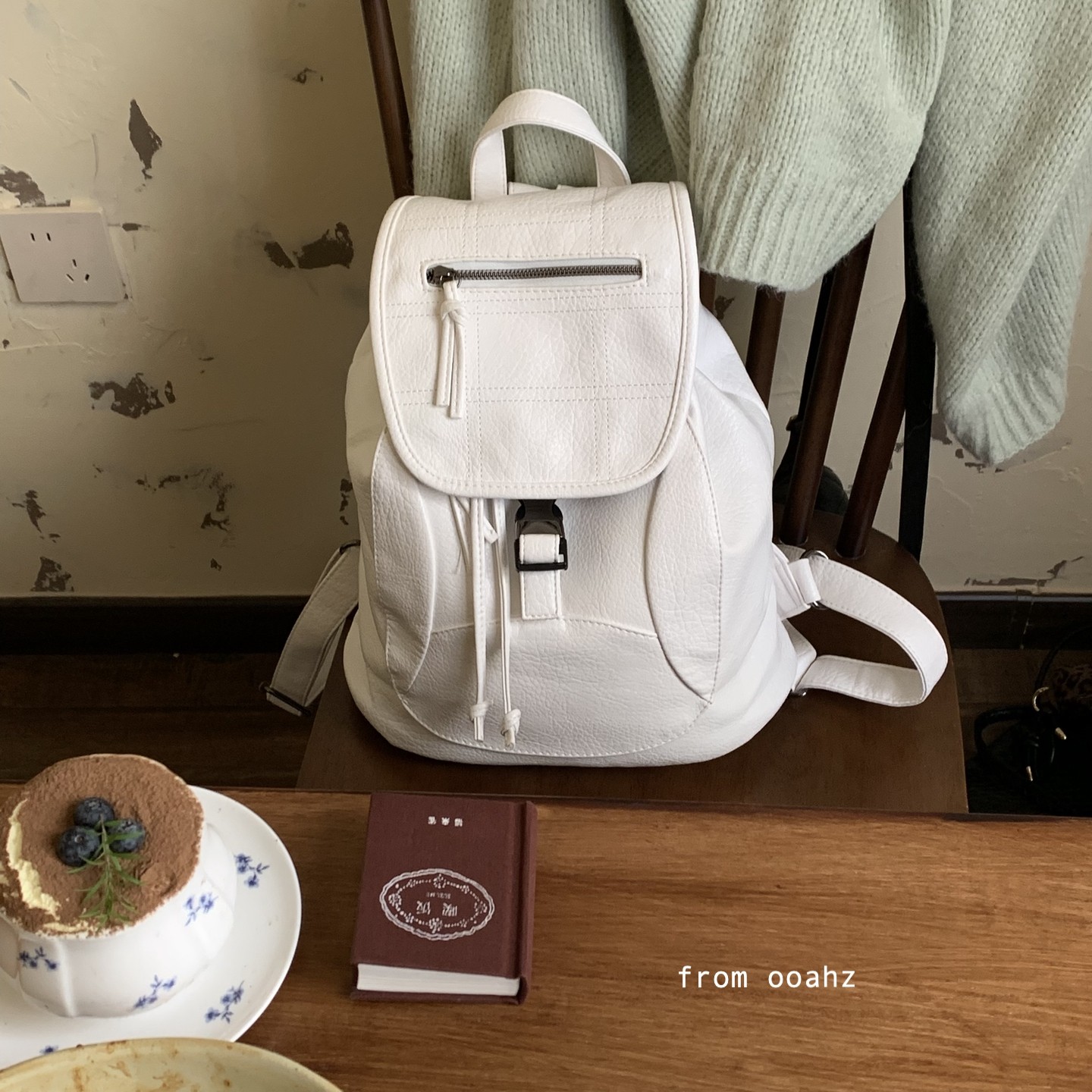 白色城堡~石面质感PU双肩包 大容量通勤上课书包小众单肩旅行包女,箱包皮具/热销女包/男包,通用款女包,淘宝优惠券,粉丝福利购,淘宝优惠卷
