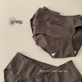 深V性感纯色弹力7A抑菌三角裤 品质之选 基础深灰棉质少女中腰内裤