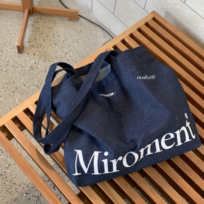 生活需要Passion！大容量靛色字母托特包 深牛仔布袋单肩包购物袋