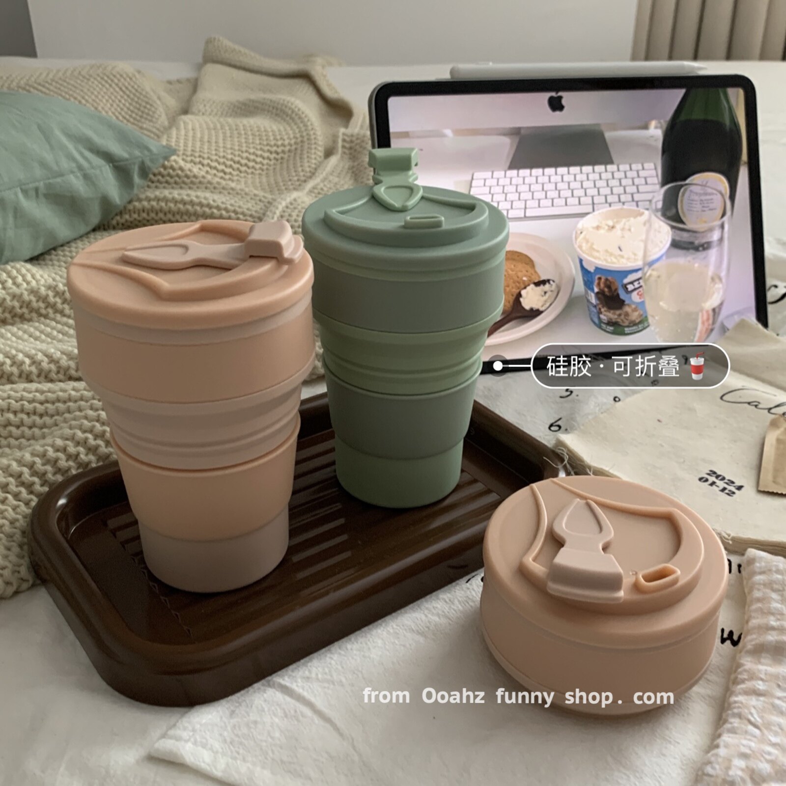 硅胶户外便携水杯可伸缩折叠