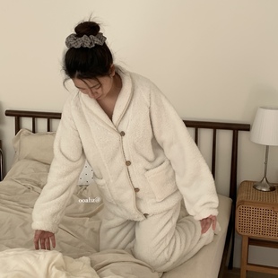 秋冬季 情侣珊瑚绒睡衣睡裤 加厚宽松法兰绒家居服套装 幸福demo