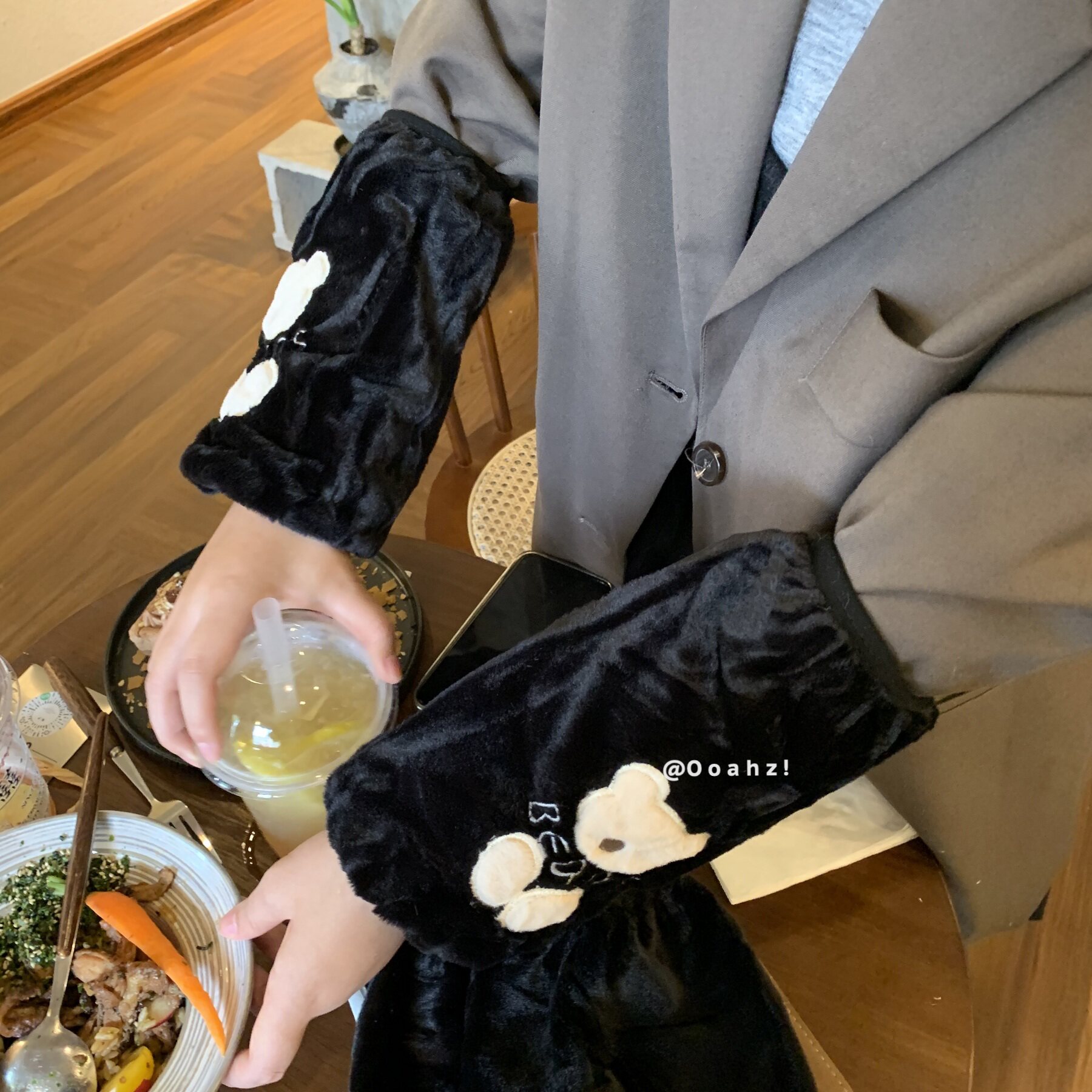 秋冬成人加厚玉兔绒套袖