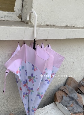 ooahz自制~【春日浪漫】适合拍照皮柄直杆伞 治愈系碎花长柄雨s伞