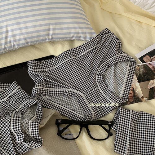 复活黑白格~滑滑的冰丝中腰印花包臀内裤舒适小清新可爱ins女内裤