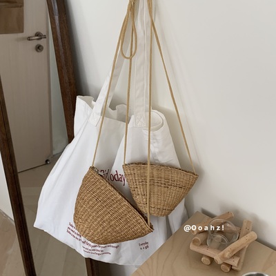 《麦子成熟时》小黄草包斜背草编包 夏日小编织包ins复古色挂饰包