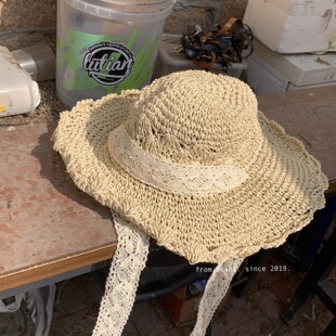 去海边少不了草帽~夏季度假遮阳防晒沙滩帽 镂空大帽檐草编帽子女