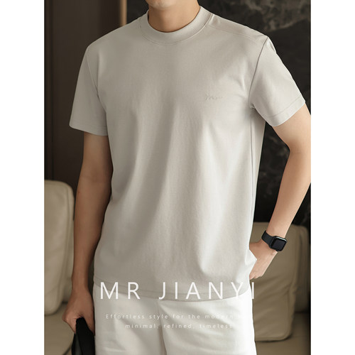 MR JIANYI 夏季健身凉伴显壮圆领短袖凉感透气都市休闲半袖T恤男