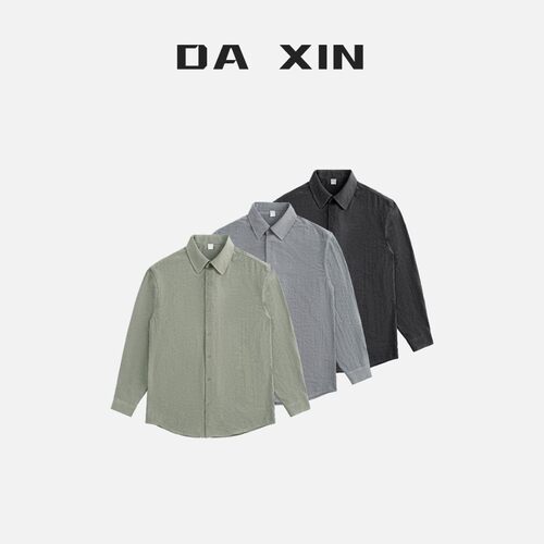 DA XIN 春季男士高级韩系衬衫潮流质感上衣免熨烫休闲长袖衬衣男