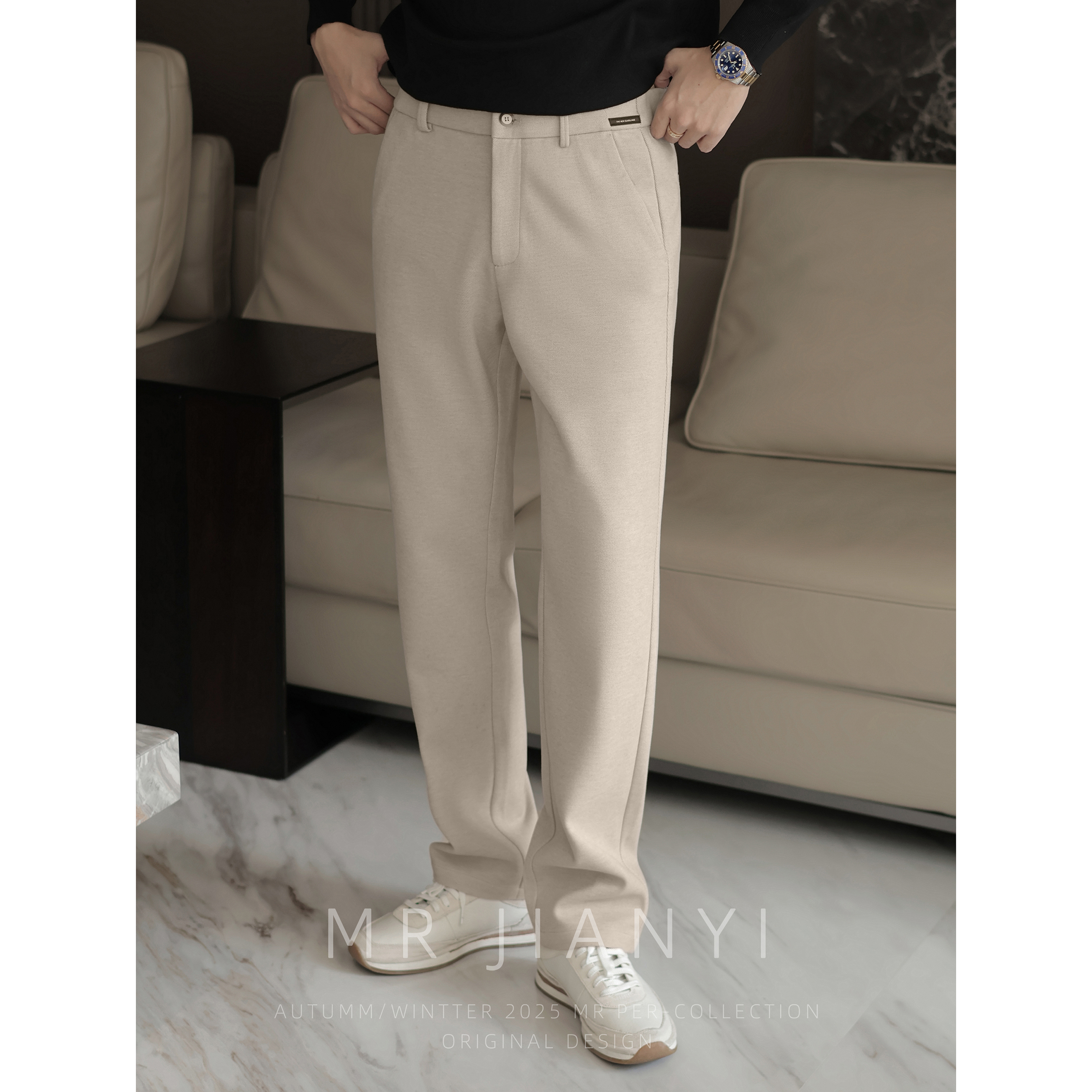 MR JIANYI 冬季「温润静暖」斜纹直筒长裤高级感商务休闲西裤男款