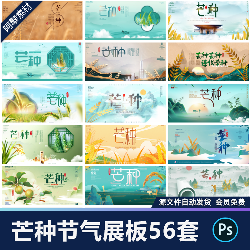 24二十四节气芒种宣传创意海报展板地产商业节日PSD设计素材模版