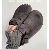 复古厚底增高勃肯鞋 女2026春季 新款 牛皮版 一脚蹬软木包头半拖鞋