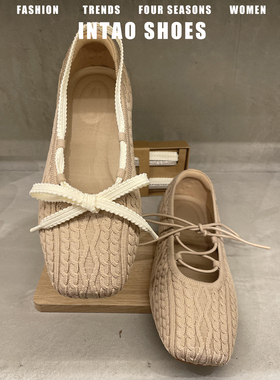 法式蝴蝶结芭蕾鞋女平底外穿2026年新款方头浅口单鞋温柔玛丽珍鞋