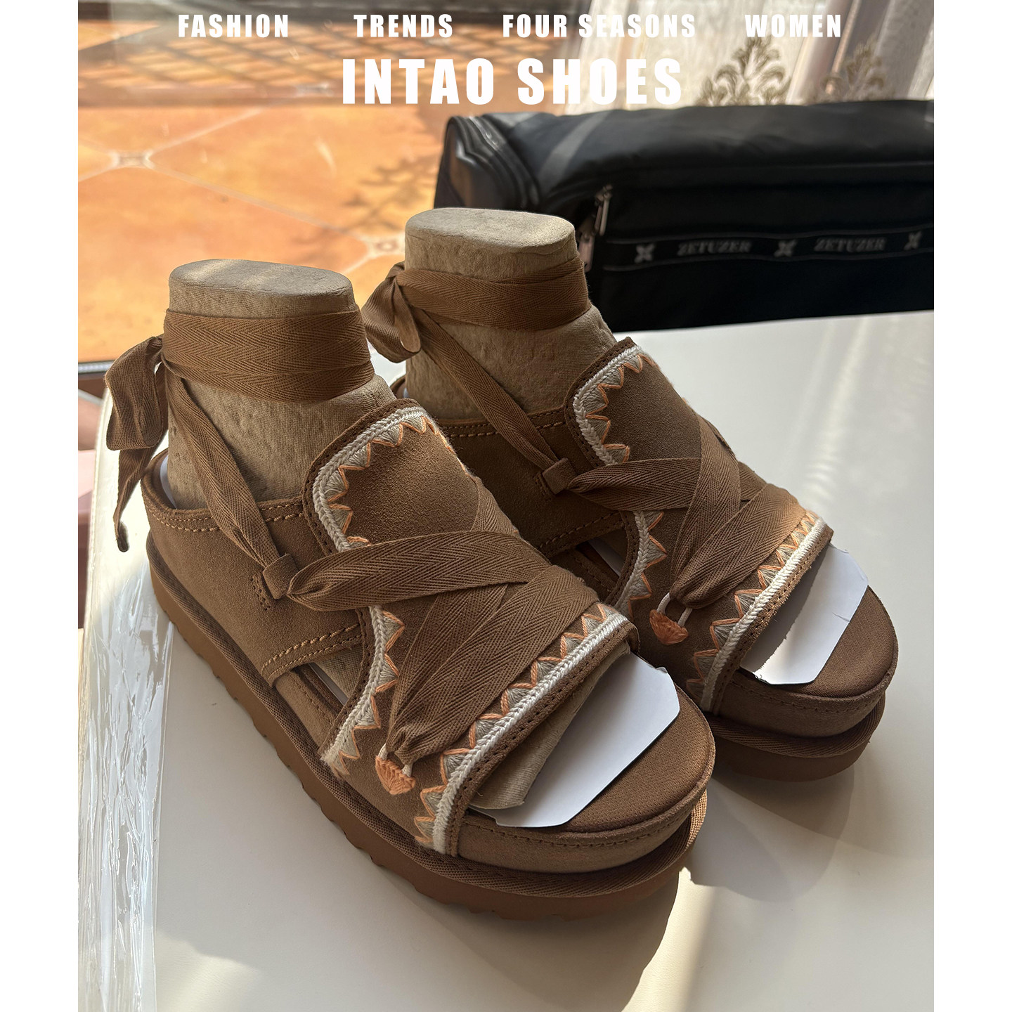 明星同款~松糕厚底交叉绑带凉鞋女夏外穿2026新款复古增高罗马鞋