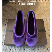 芭蕾单鞋 温柔晚晚鞋 女2026春季 一脚蹬丝绒平底鞋 新款 绝美紫色法式