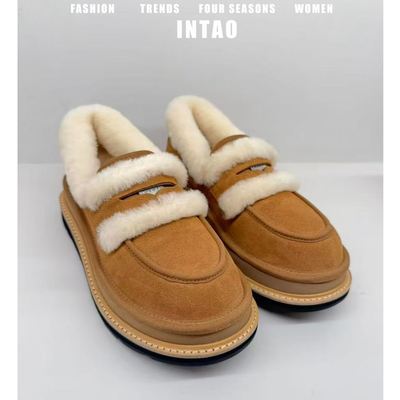 棕色厚底乐福鞋女外穿加绒