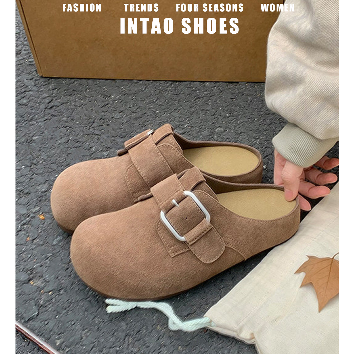 超火厚底内增高勃肯鞋半拖女2026年春季新款复古包头老钱风穆勒鞋