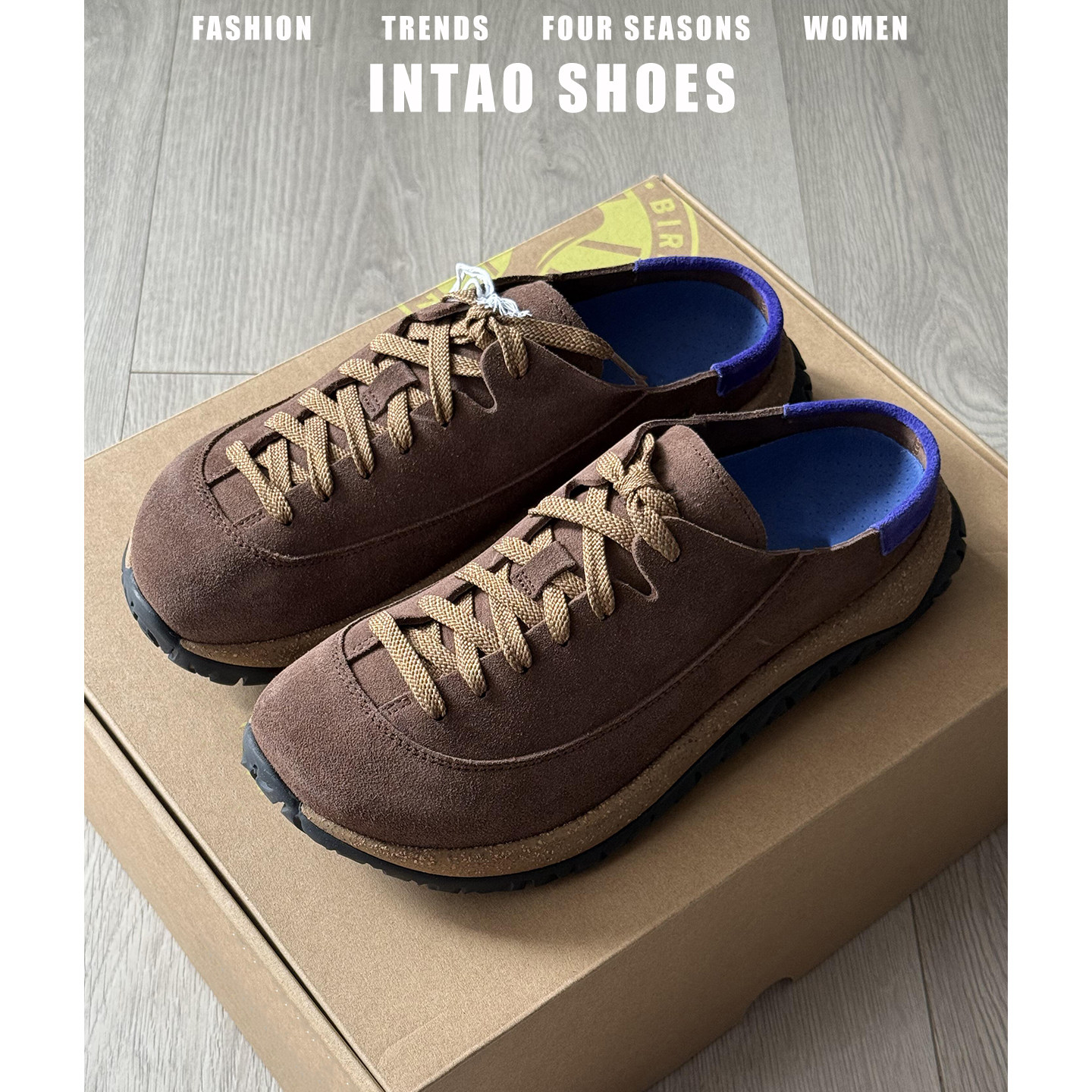 牛皮版~增高厚底6CM勃肯鞋男女同款大码41到44一脚蹬包头半拖鞋子