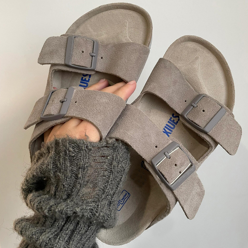 牛皮版~灰色软木勃肯鞋女2025