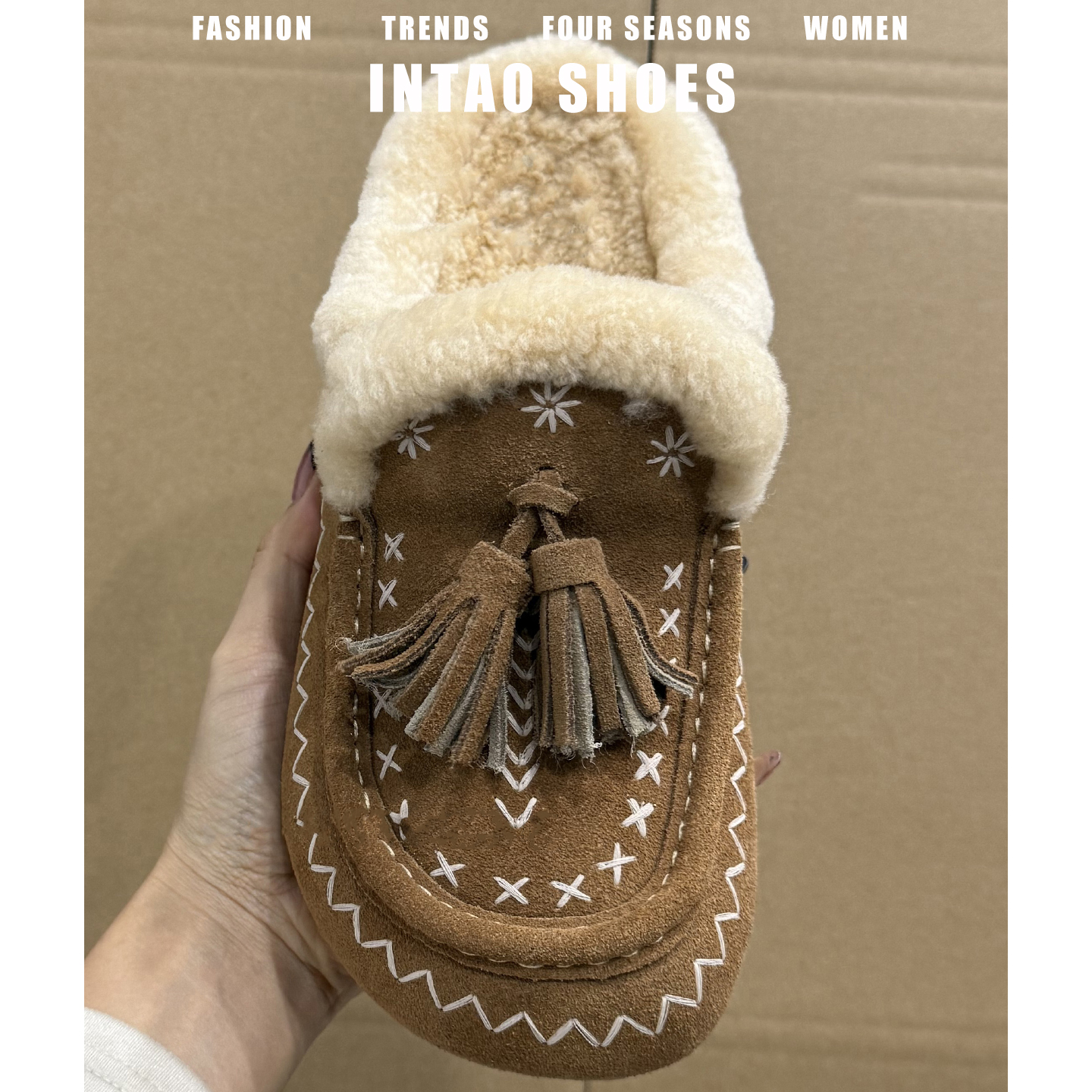 流苏厚底毛毛内增高勃肯鞋