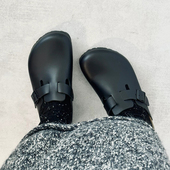 厚底外穿2025新款 一脚蹬黑色单鞋 软木博肯鞋 真皮勃肯鞋 包头半拖鞋